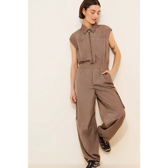 pistola Pants - Pistola Becca Utility Jumpsuit Small Smokey Brown Cargo Minimalist Zip Front